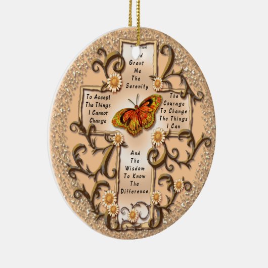 Sepia Serenity Cross Keramisch Ornament (Rechts)