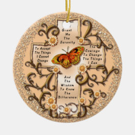 Sepia Serenity Cross Keramisch Ornament