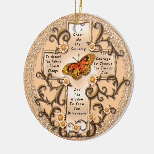 Sepia Serenity Cross Keramisch Ornament (Links)
