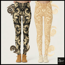 Sepia Sieradelijke Filigraan Donkere Mandala Patro Leggings