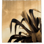 Sepia Spaans Aloë Plant Foto Douchegordijn (Voorkant)