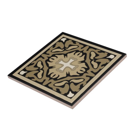 Sepia Spain Tile op zwarte achtergrond Tegeltje (Zijkant)