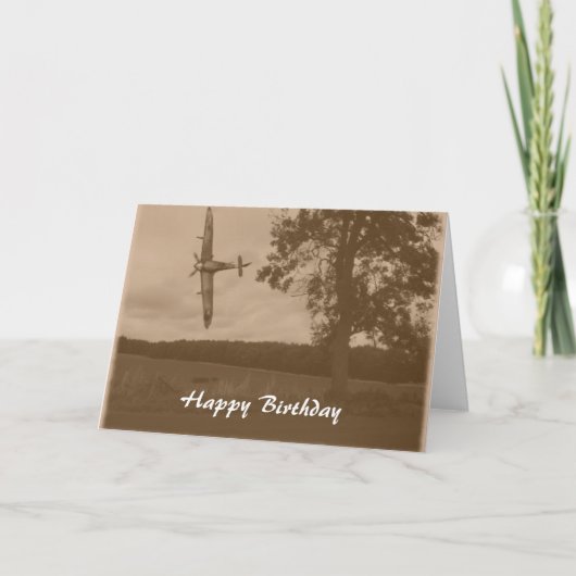 Sepia Spitfire is jarig Kaart (Voorkant)