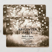  Sepia Spooky Forest Lights Halloween Party Kaart (Voorkant / Achterkant)