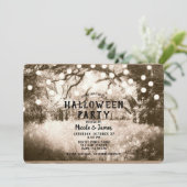  Sepia Spooky Forest Lights Halloween Party Kaart (Staand voorkant)