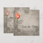 Sepia Spot Color Peace Roos Save the Date (Voorkant / Achterkant)
