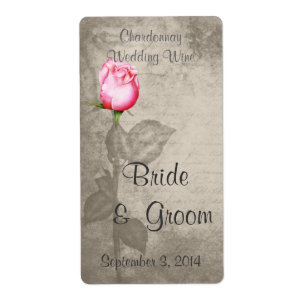 Sepia Spot Color Pink Rose Weddenschap Wine Etiket