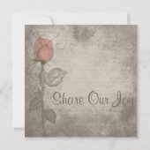 Sepia  Spot Color Red Rosebud Wedding Kaart (Achterkant)