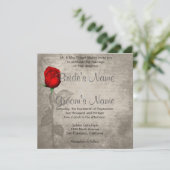 Sepia  Spot Color Red Rosebud Wedding Kaart (Staand voorkant)