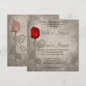 Sepia  Spot Color Red Rosebud Wedding Kaart (Voorkant / Achterkant)