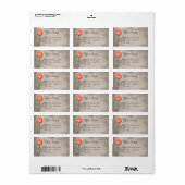 Sepia  Spot Kleur Peace Roos bruiloft Etiket (Full Sheet)