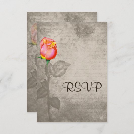 Sepia  Spot Kleur Peace Roos Trouwen RSVP (Voorkant / Achterkant)