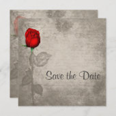 Sepia  Spot Kleur Rood Rosebud Save the Date (Voorkant / Achterkant)