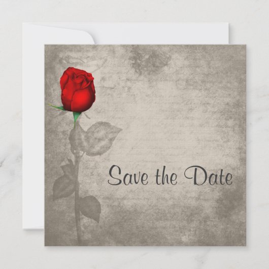 Sepia  Spot Kleur Rood Rosebud Save the Date (Voorkant)