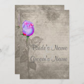 Sepia  Spot Kleur Roos Bud Wedding Kaart (Voorkant / Achterkant)
