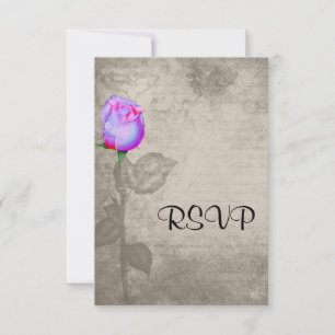 Sepia  Spot Kleur Roos Bud Wedding RSVP Kaartje