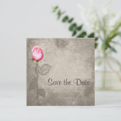 Sepia Spot Kleur Roze Rose Save the Date (Staand voorkant)