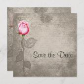 Sepia Spot Kleur Roze Rose Save the Date (Voorkant / Achterkant)