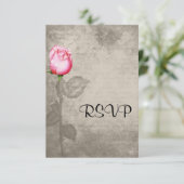 Sepia Spot Kleur Roze Rose Wedding RSVP Kaartje (Staand voorkant)
