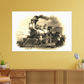 Sepia Steam Train Engine 60 x 40 inch GROOT Canvas Afdruk (Insitu (Woonkamer))