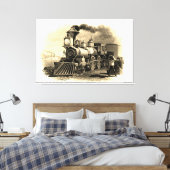 Sepia Steam Train Engine 60 x 40 inch GROOT Canvas Afdruk (Insitu (Slaapkamer))