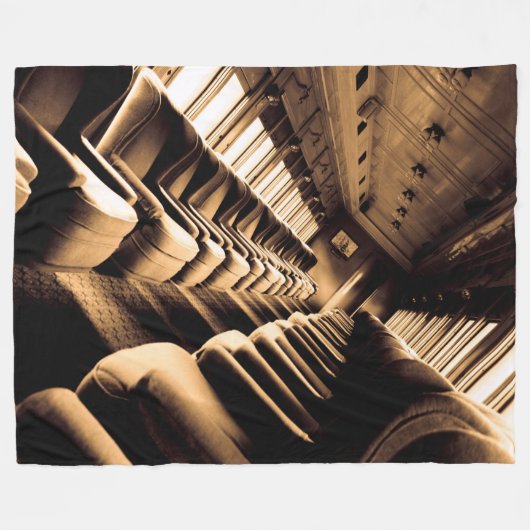 Sepia Steam Train Interior Fleece Deken (Voorkant (Horizontaal))