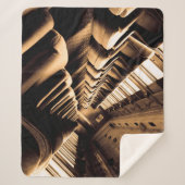 Sepia Steam Train Interior Sherpa Deken (Voorkant)