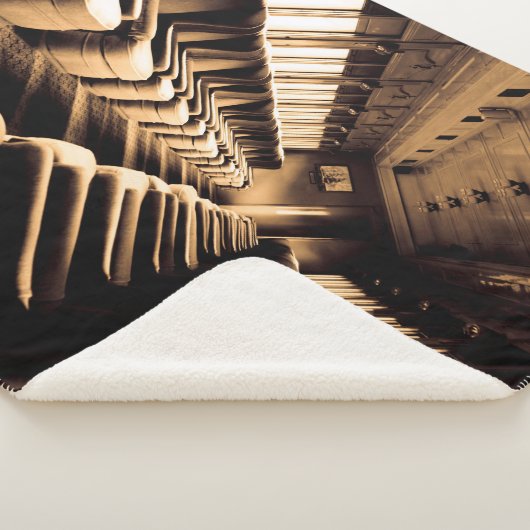 Sepia Steam Train Interior Sherpa Deken (3/4)