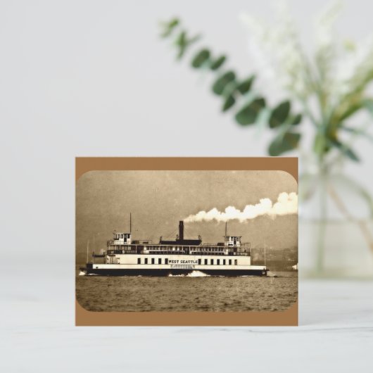 Sepia Steamboot Ferry Briefkaart (Staand voorkant)