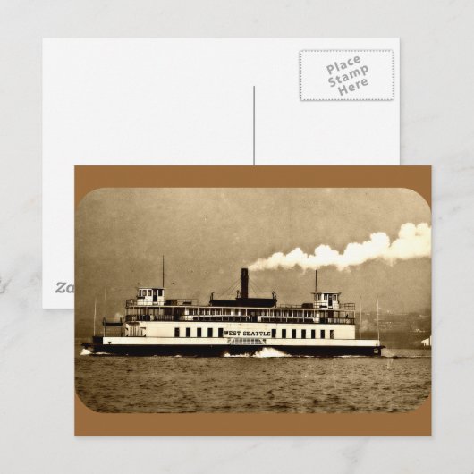 Sepia Steamboot Ferry Briefkaart (Voorkant / Achterkant)