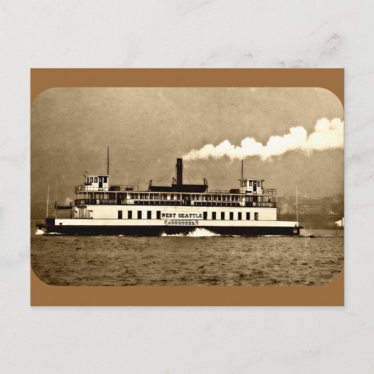 Sepia Steamboot Ferry Briefkaart (Voorkant)