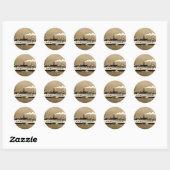 Sepia Steamboot Ferry Ronde Sticker (Vel)