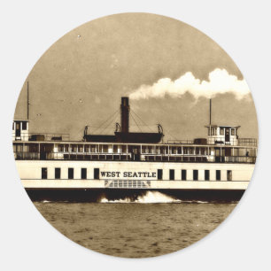 Sepia Steamboot Ferry Ronde Sticker