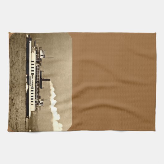 Sepia Steamboot Ferry Theedoek (Horizontaal)