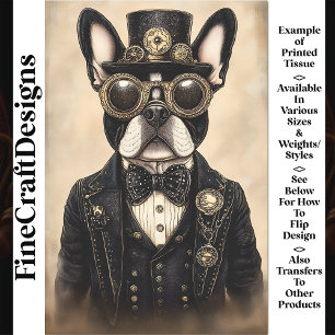 Sepia Steampunk Franse Hond AS5 Découpage Tissuepapier