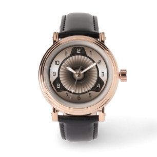 Sepia Steel Jet Engine Pilot's aangepaste polshorl Horloge
