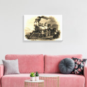 Sepia  stoomtreinmotor 16 "x 11" canvas afdruk (Insitu (Woonkamer))