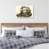 Sepia  stoomtreinmotor 16 "x 11" canvas afdruk (Insitu (Slaapkamer))