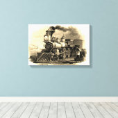Sepia  stoomtreinmotor 16 "x 11" canvas afdruk (Insitu (Houten vloer))