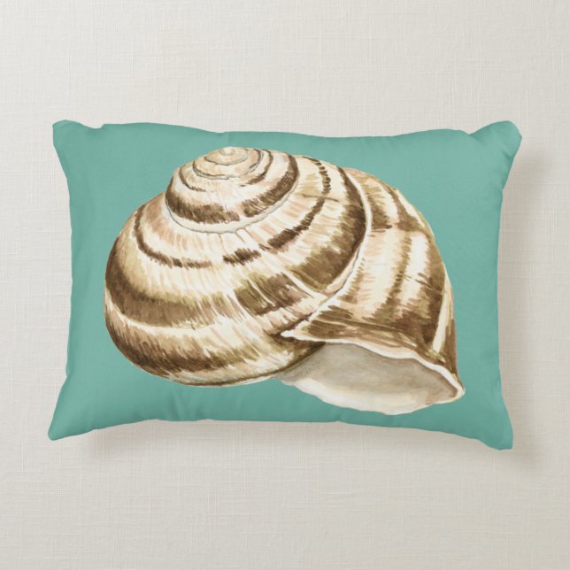 Sepia Striped Shell op Blauwgroen Accent Kussen (Achterkant)