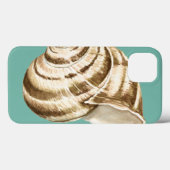 Sepia Striped Shell op Blauwgroen Case-Mate iPhone Case (Achterkant (horizontaal))