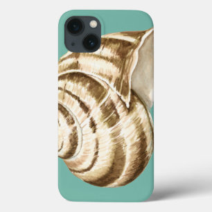 Sepia Striped Shell op Blauwgroen iPhone 13 Hoesje