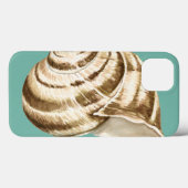Sepia Striped Shell op Blauwgroen Case-Mate iPhone Case (Achterkant (horizontaal))