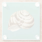 Sepia Striped Shell op Blauwgroen Glazen Onderzetter (Achterkant)