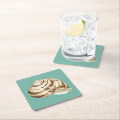 Sepia Striped Shell op Blauwgroen Kartonnen Onderzetters (Insitu)