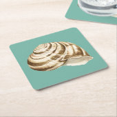 Sepia Striped Shell op Blauwgroen Kartonnen Onderzetters (Schuin)