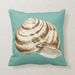 Sepia Striped Shell op Blauwgroen Kussen