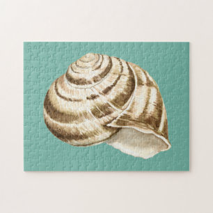 Sepia Striped Shell op Blauwgroen Legpuzzel