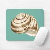 Sepia Striped Shell op Blauwgroen Muismat (Met muis)