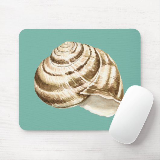 Sepia Striped Shell op Blauwgroen Muismat (Met muis)
